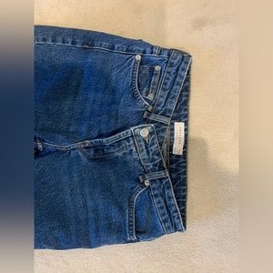 Top shop straight legged asymmetrical blue jeans